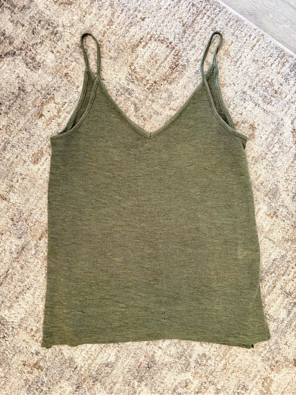 Olive Green Mudd V-Neck Knit Spaghetti Strap Women's Tank Top